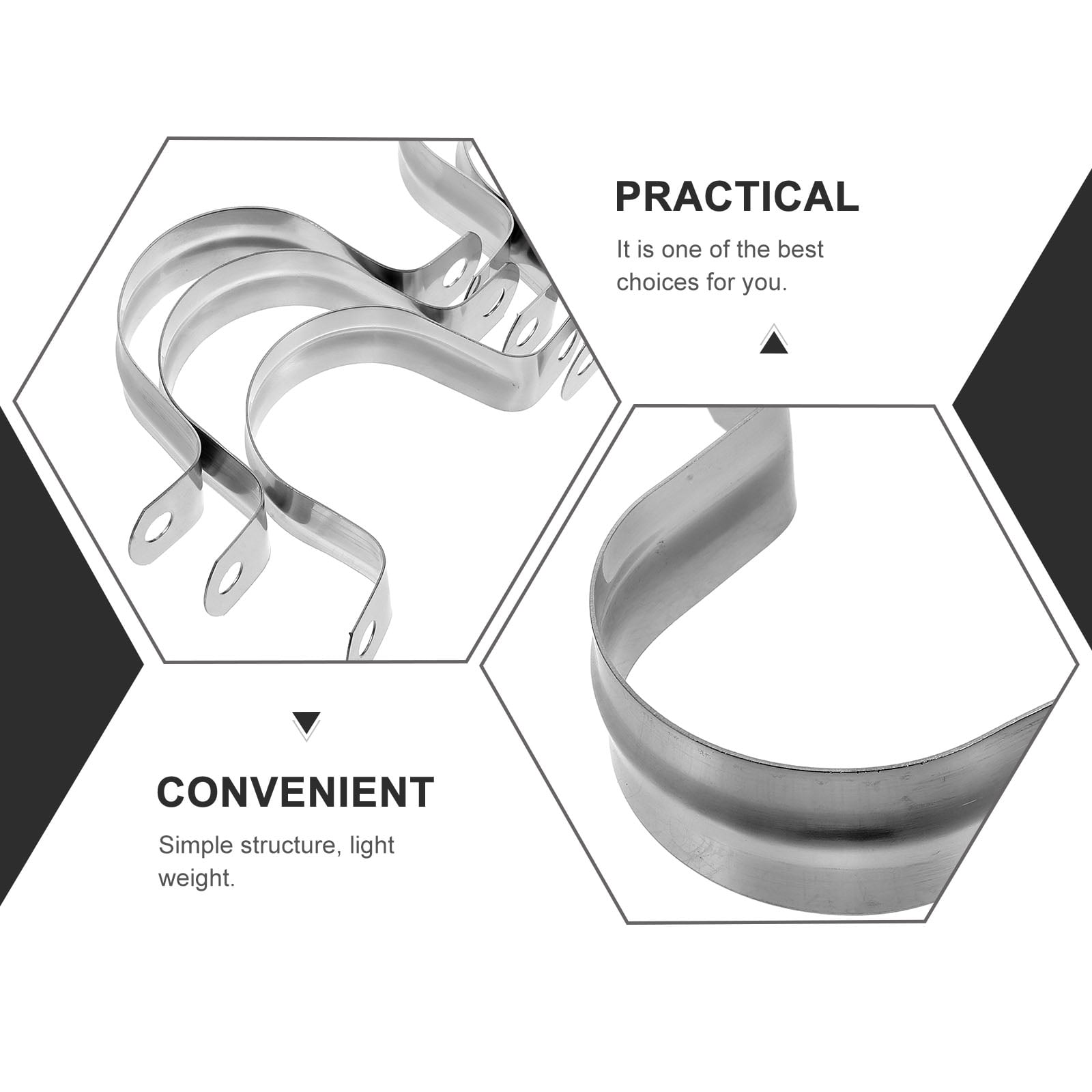 AURARMLET 100Pcs Heavy Duty Stainless Steel U Clamp for Metal Tube Fixing with Durable Plated Silver Finish