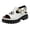 White, variant on Platform Sandals for Women Chunky Buckle Strap Peep Toe Mules Comfortable Flower Hollow Out Walking Shoes Black Size 6.5