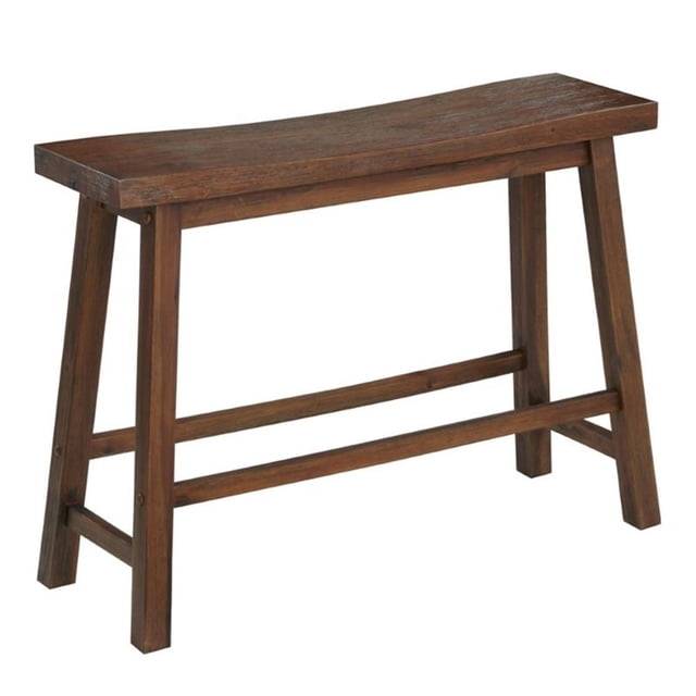 Pemberly Row Wood Backless Bench in Chestnut Wire-Brush Finish