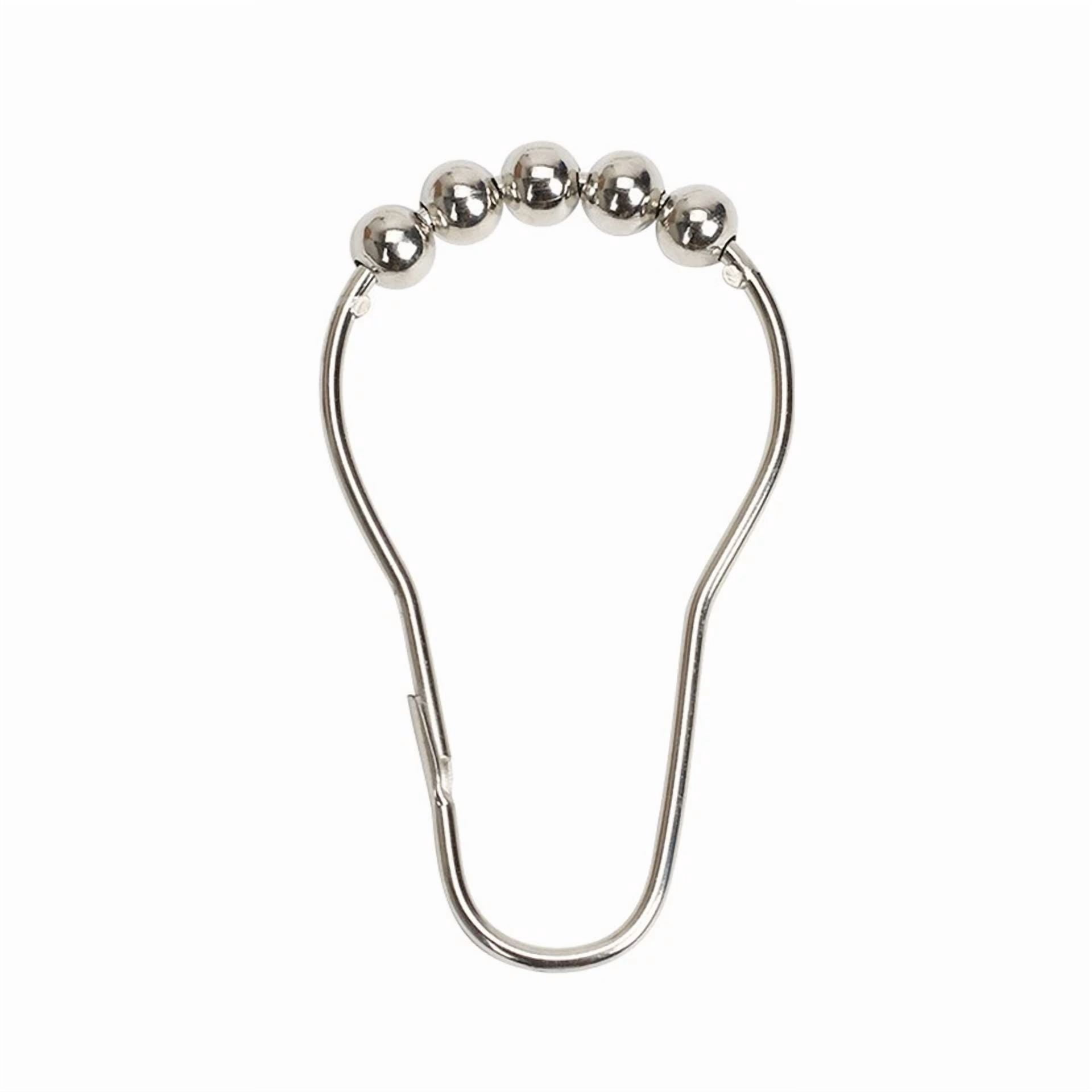 12 Pack Metal Shower Curtain Hooks Rings Double Glide Roller Set For Bathroom Us