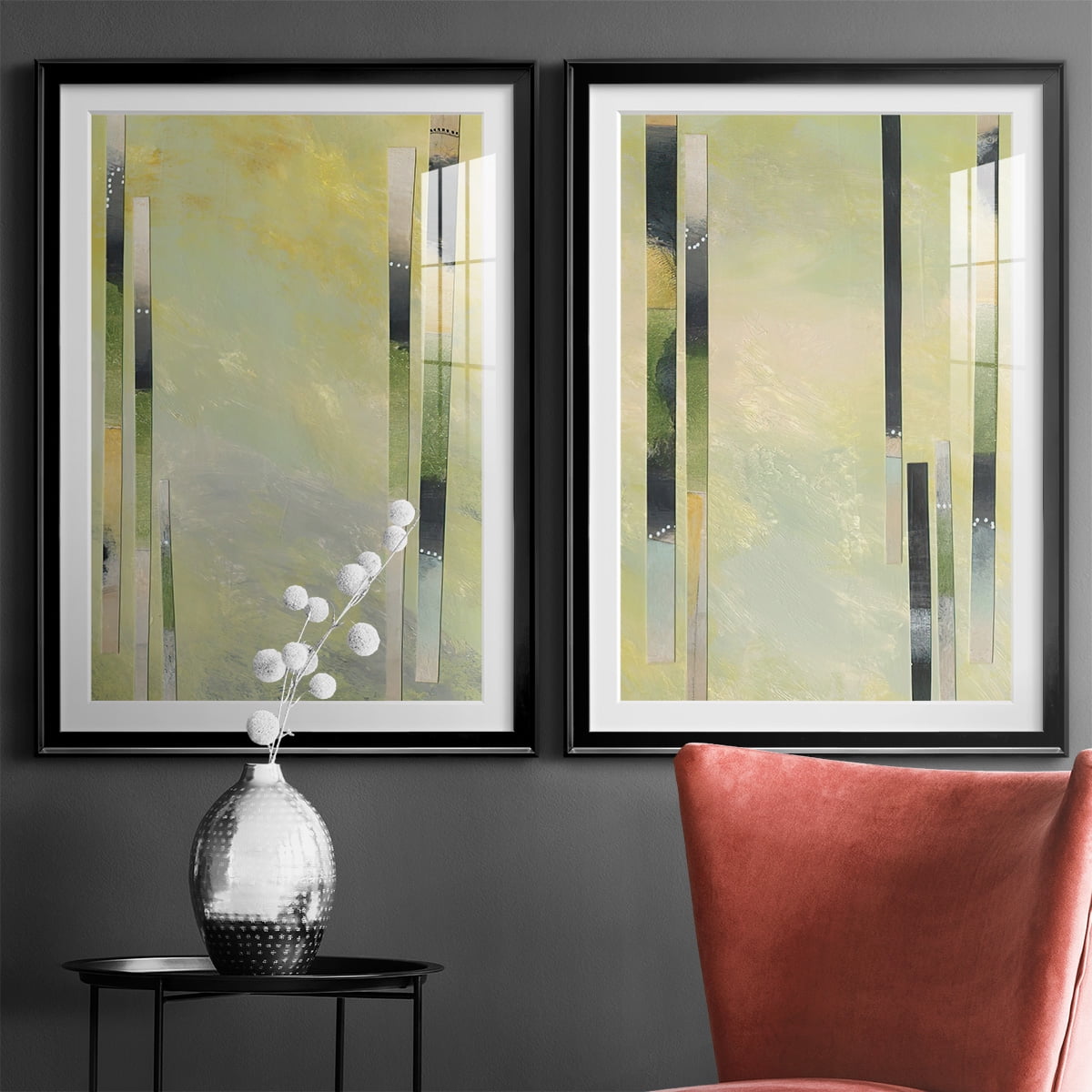 Wexford Home Neutral Assemblage III Premium Framed Print, 18.5" x 24.5" - Ready to Hang, Black (Set of 2)
