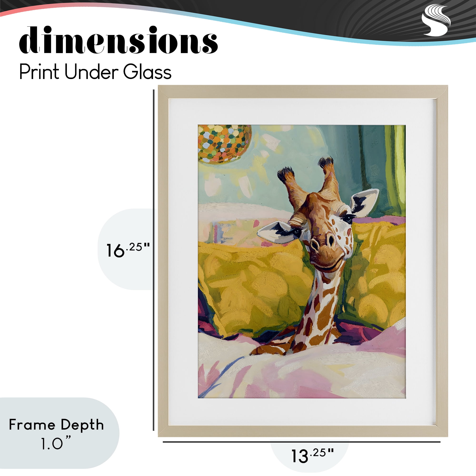 Stupell Industries Cozy Giraffe in Bed Birch Framed Print Under Glass, design by The Prints Vibe