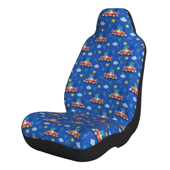 Honeii Dinosaur Driving for Car Seat Covers Full Set, Seat Covers for Cars, Car Seat Protector Waterproof, Leather Car Seat Cushion-2 PCS