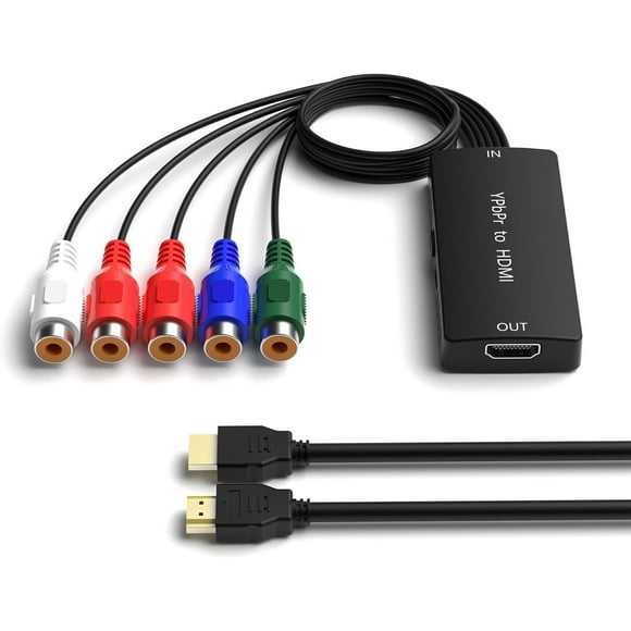 Dingsun to Component Converter to YPbPr Component RGB + R/L Audio Adapter Support 720/1080P, Converter for Apple TV, PS3/PS4, WII, Xbo
