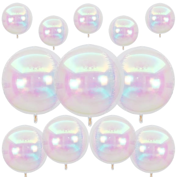 Globos de aluminio Vibzox, redondos iridiscentes, 4D, transparentes, 12 unidades