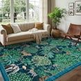 thumbnail image 2 of Hasoo Blue 10x13 Jungle Rugs for Living Room Washable Non Slip Forest Anmial Print Bedroom Indoor Modern Carpet, 2 of 5