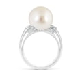 thumbnail image 2 of ANGARA South Sea Cultured Pearl Ring with Pave-Set Diamonds in 14K White Gold for Women | June Birthstone, Birthday, Anniversary, Jewelry Gift for Women | Pearl Ring, 2 of 9