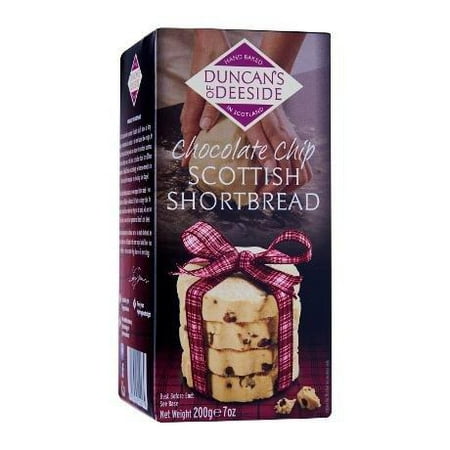 Scotland Hand Baked Butter Shortbread Cookie Box 7oz (Chocolate Chip Shortbread) Chocolate Chip