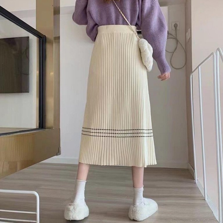 Midi Pencil Skirt - Stripe Colorblock Soft Knit