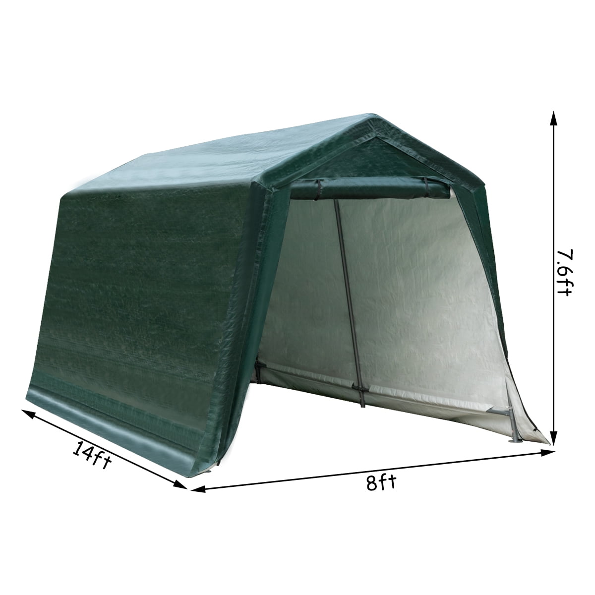 Gymax 8'x14' Patio Tent Carport Storage Shelter Shed Car Canopy Heavy Duty Green
