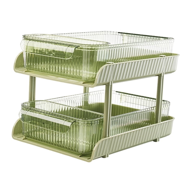 Organizador de escritorio con 2 pequeñas cajas de almacenamiento y doble asa. Verde claro
