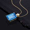 thumbnail image 2 of Gem Stone King 16.03 Ct Swiss Blue Topaz White Diamond 18K Yellow Gold Plated Silver Pendant, 2 of 4