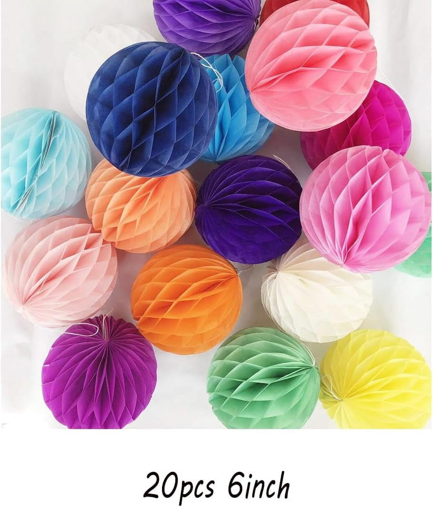 20pcs Honeycomb Flower Balls Party Decoration Paper Tissue Ball Pom Poms for Birthday Wedding Home Decor (6inch, Multi-Color)