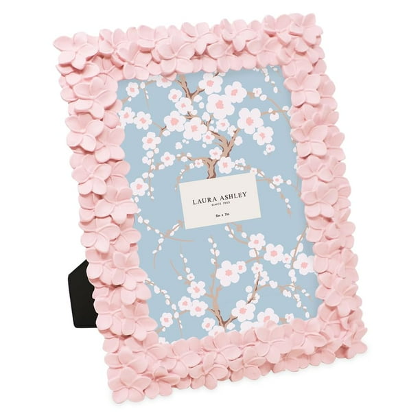 Marco de fotos Laura Ashley Pink Flower 5x7 de resina hecho a mano