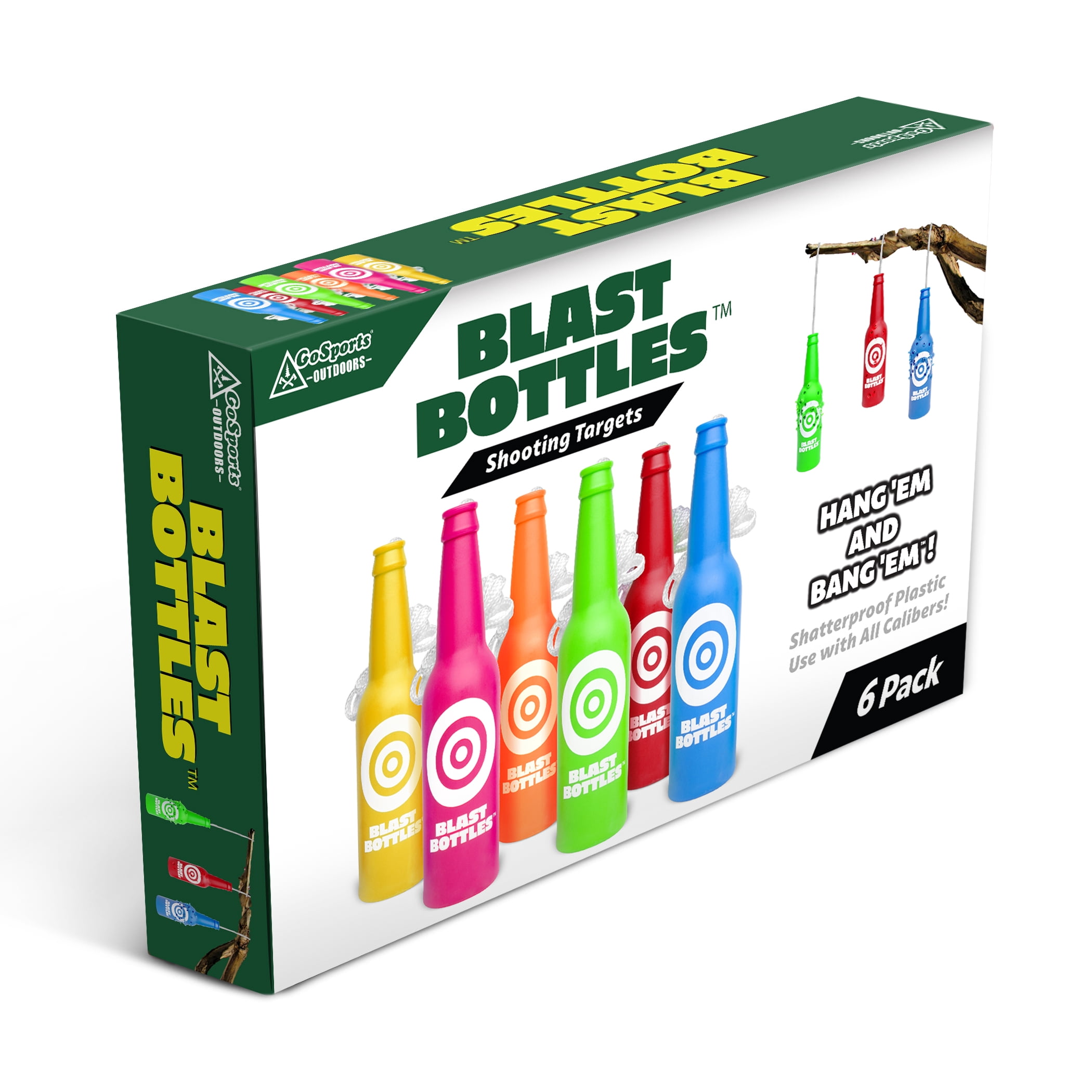 GoSports Outdoors Blast Bottles - 6 Shatterproof Bottle Shooting Targets