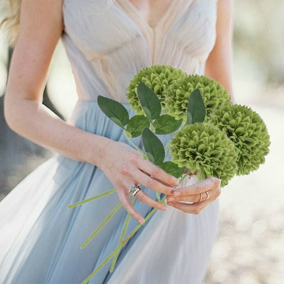 kkbbma under $5 Artificial Chrysanthemums Flowers Green Flowers Silk Fake Mums Flowers for Outdoor Wedding Table Centerpiece Home Decor