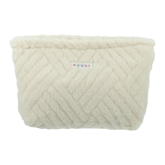 1 Pc Women Durable Travel Makeup Bag for Vacation Camping Wedding Gym White Flannel