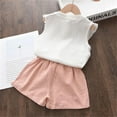 thumbnail image 4 of TAIAOJING Kid Toddler Girl Clothes Kids Casual Ruffle Embroidery Princess Sleeveless Shirt Tops Shorts 2PCS Set Baby Girl Outfits 6-7 Years, 4 of 9