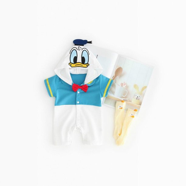 Mamelucos de verano para bebés, Mono para niños, ropa de tigre Animal para niñas, dibujos animados de Mickey Minnie, trajes de manga corta para niños recién nacidos con capucha 12M Gao Jinjia LED