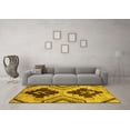 thumbnail image 3 of Ahgly Company Machine Washable Indoor Round Oriental Yellow Modern Area Rugs, 7' Round, 3 of 4