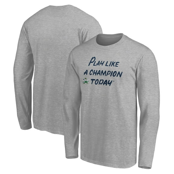 Men's Heathered Gray Notre Dame Fighting Irish Play Like A Champion Today Leprechaun Long Sleeve T-Shirt