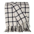 thumbnail image 4 of 50" X 60" Black and Off White Cotton Woven Plaid Throw Throw Blanket with Fringe, 4 of 7
