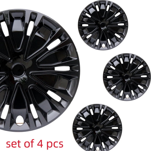 (4-Pack) Premium 15" Black Wheel Rim Cover Hubcaps OEM Style Replacement Snap On Car Truck SUV Hub Cap - 15 Inch Set