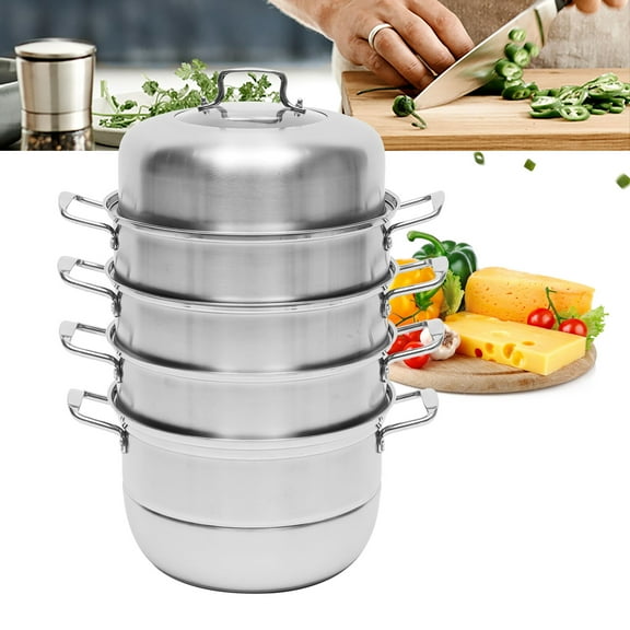 Miumaeov Large Capacity Steamer Cooker Pot Kitchen Cookware 3-Tier 304 Stainless Steel
