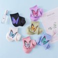 thumbnail image 2 of Women's 2-Pack Butterfly Graphic Crew Socks Soft Knit Ribbed Cuff Stylish Casual Sock Set - White Black, 2 of 3