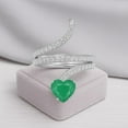 thumbnail image 4 of Mooneye 7mm Heart Shape Wrap Bypass Ring Natural Emerald 925 Sterling Silver Women Gifts Rings, 4 of 7
