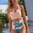 thumbnail image 6 of Guiexla 2Pcs/Set Split Bikini Leaf Print Bandage Two-piece Slim-fitting Backless Swimwear Beachwear, 6 of 8