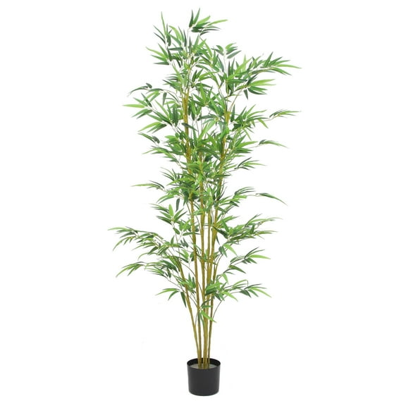 The Mod Greenhouse 60" Artificial Real Touch Bamboo Tree in Black Matte Planter's Pot 72