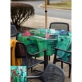 thumbnail image 4 of Abstract Green Outdoor Tablecloth - 54x54 Inch Square Dining Table Cover, Painting Buildings Geometric Color Block Waterproof Outdoor Table Cloth with Umbrella Hole & Zipper for Picnic/Patio/Party, 4 of 7