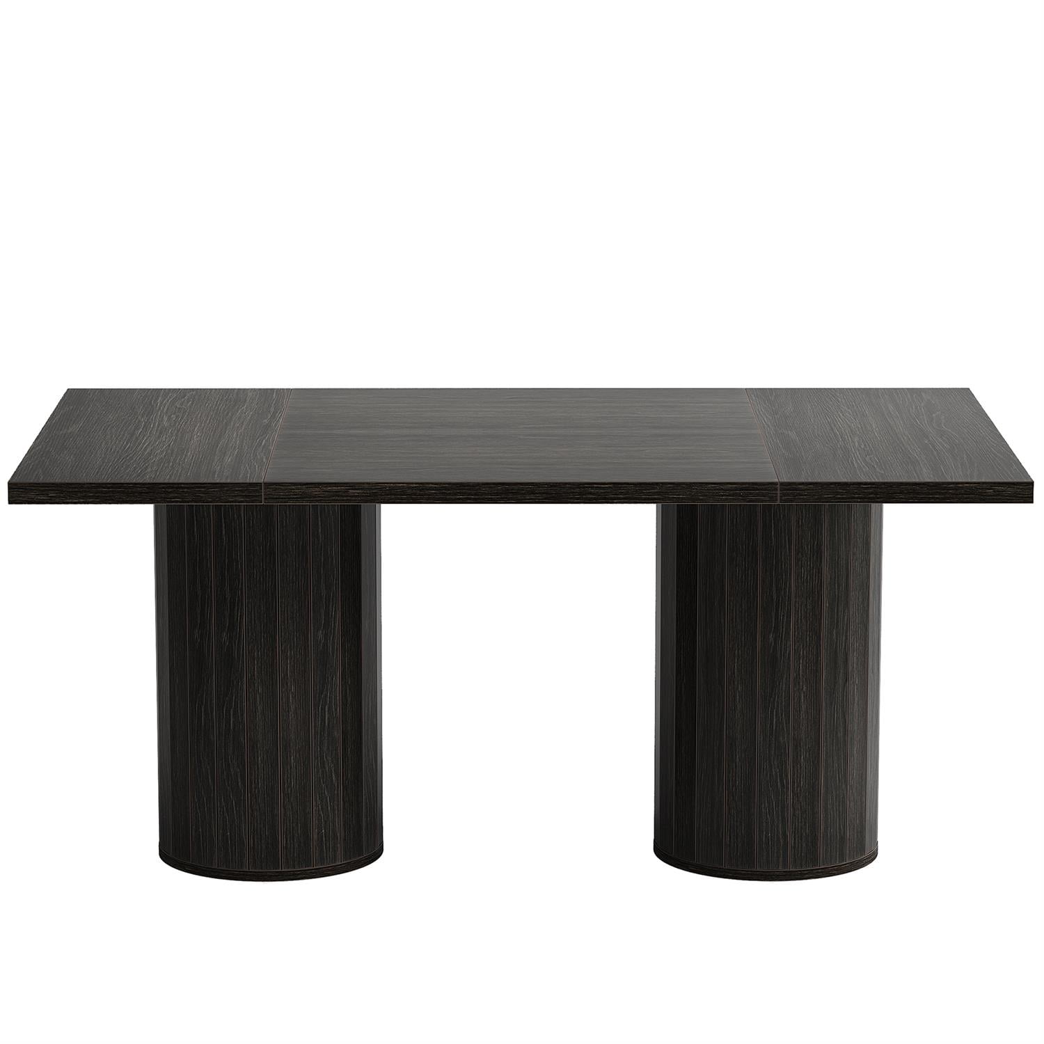 Demi Bonn 62" Modern Rectangular Dining Table Dark Wood Legs, Large Table Set for Family Dining, Sturdy Construction for Home and Kitchen, Black