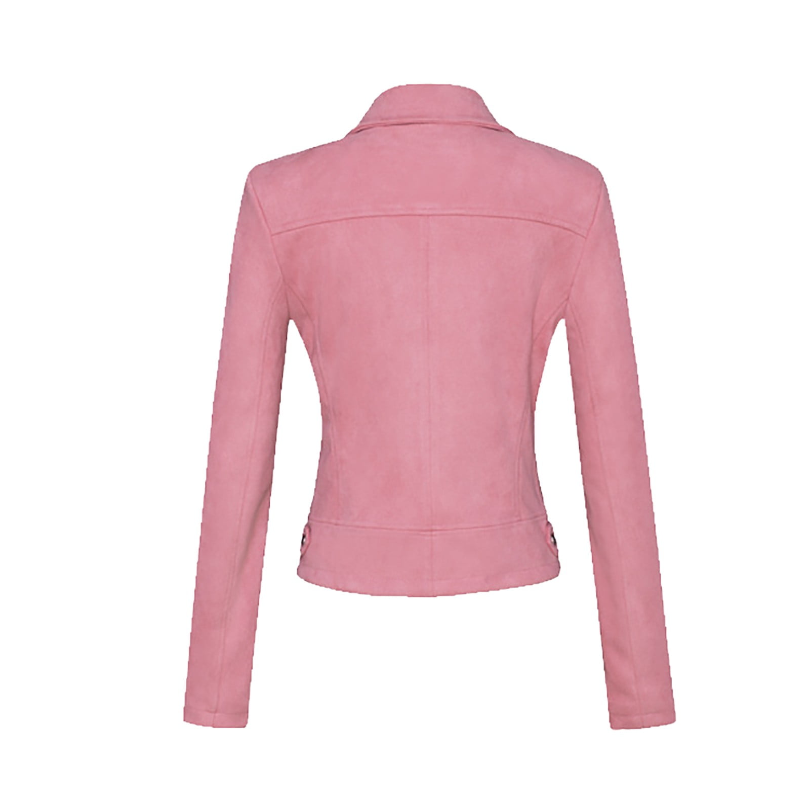 WCMZJ Women's Faux Leather Moto Biker Short Coat Jacket Long Sleeve Zipper Closure PU Outwear with Pockets Pink M