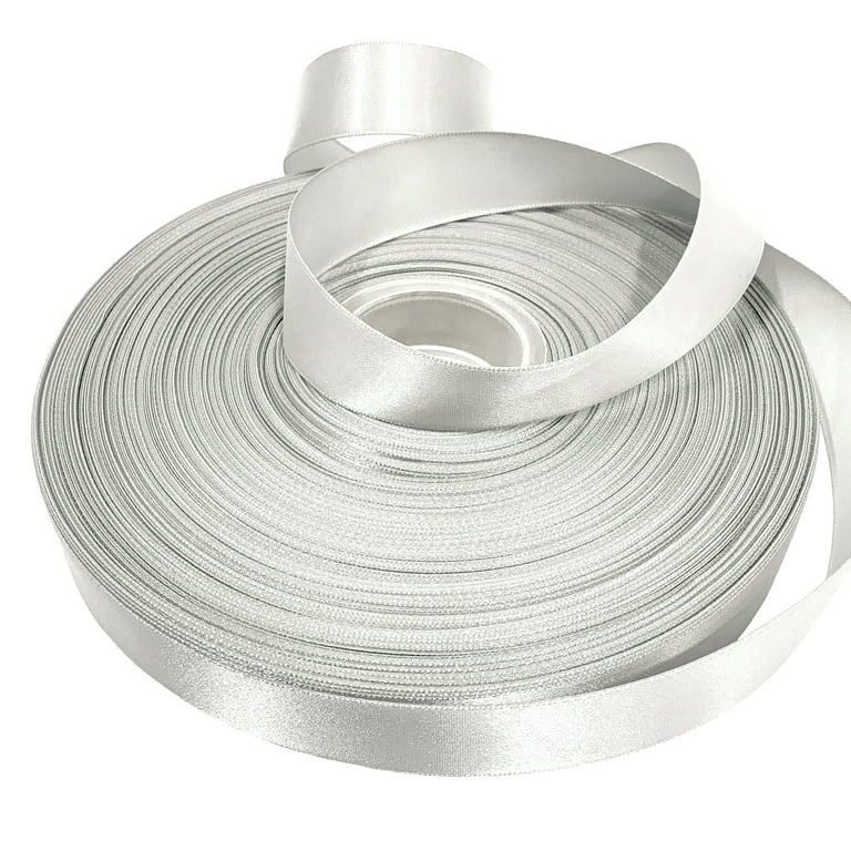 Silver 1 1/2 Inch x 100 Yards Satin Double Face Ribbon