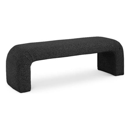 Maklaine Modern / Contemporary Rich Black Boucle Fabric Bench