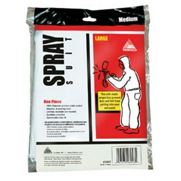 TRIMACO SuperTuff 28041 Anti-Static Breathable Painter's Spray Suit, Medium, White, 100% Polyester