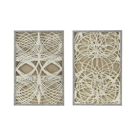 Paper Leaf Shadow Box Wall Decor - Set of 2 - Grey White - Intricate Design Wall Art