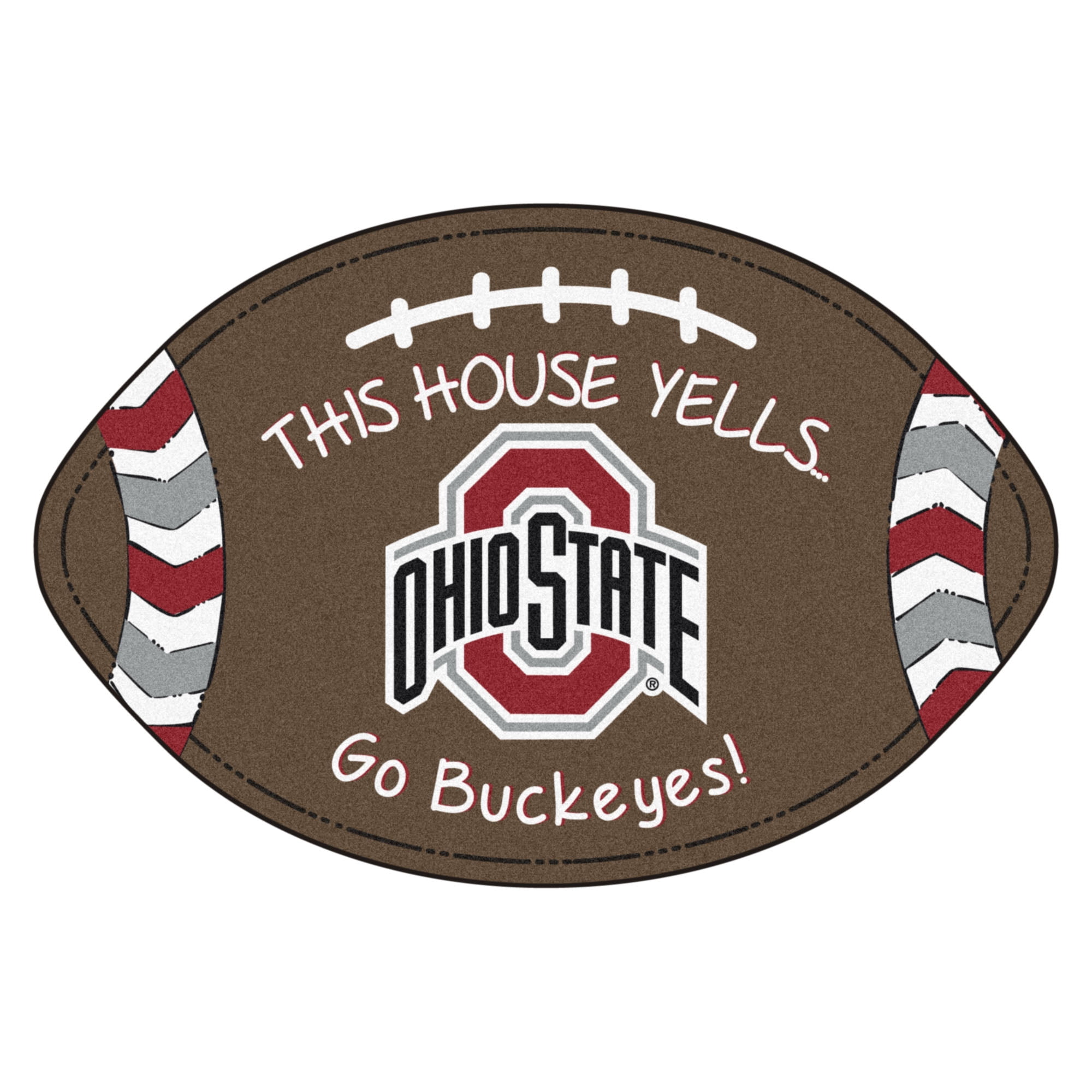 Ncaa Ohio State University Buckeyes Football Shaped Mat Area Rug
