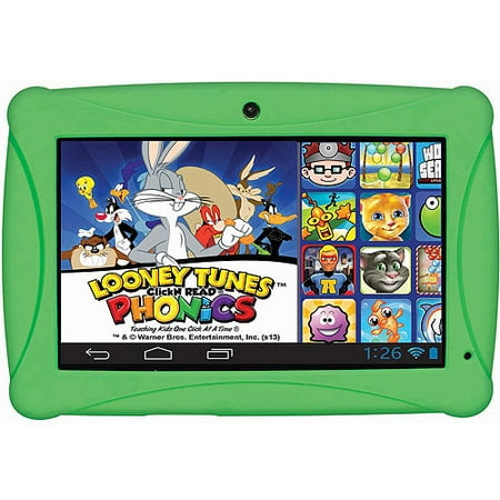ClickN KIDS 7" Tablet 8GB Memory, Green - Featuring Looney Tunes Phonics