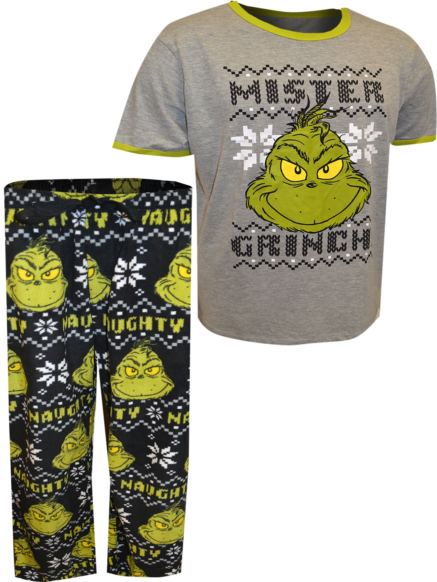 Seuss The Grinch Always Naughty Guys Pajamas MJC Mens Dr