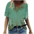 thumbnail image 2 of Aloohaidyvio Tops Womens Fashion Casual Scenic Flowers Printing V-Neck T-Shirt Tops, 2 of 5
