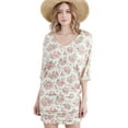 thumbnail image 1 of Doublju Women's 3/4 Sleeve Side Shirring V-Neck Mini Dress (Plus Size Available), 1 of 5