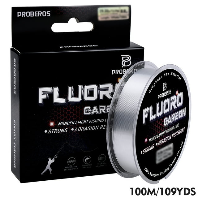 Ligne de Fluorocarbone Probero 100 m&300 m&500 m, Nylon Transparent à Haute Résistance, Fil Monofilament, Lignes de Pêche au Carbone comme sur l'Image-100 m 0,12 mm-2,20 Lb-1,0 kg