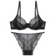 thumbnail image 1 of Gibobby Sujetador De Encaje Para Mujer Conjunto de lencería de Brasier y pantaleta de Encaje y Transparencias(Negro, 80B), 1 of 2