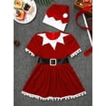 thumbnail image 6 of iiniim Girls Santa Claus Christmas Party Velvet Tassel Dress with Hat Belt Red 9-10, 6 of 7