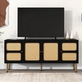 thumbnail image 2 of Country Tv Stand With , Gold Metal Base, Black, Accommodates 70'' Tvs, Woven Media Console Plenteous Storage Options Modern Stand, Black And Gold, For Abundant, 2 of 6