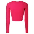 thumbnail image 4 of Made by Olivia Women's Solid Long Sleeve Round Neck Crop T Shirt Top, 4 of 4