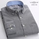 thumbnail image 5 of Camisa de manga larga de tejido Oxford grueso azul para hombres jóvenes y de mediana edad, informal, de negocios, holgada, sin planchado, para exteriores, 5 of 5